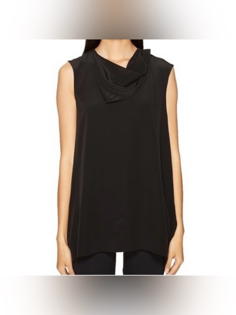 Max Mara Sleeveless Cowl Neck Black Silk Viscose Panel Minimalist Top 10
Front